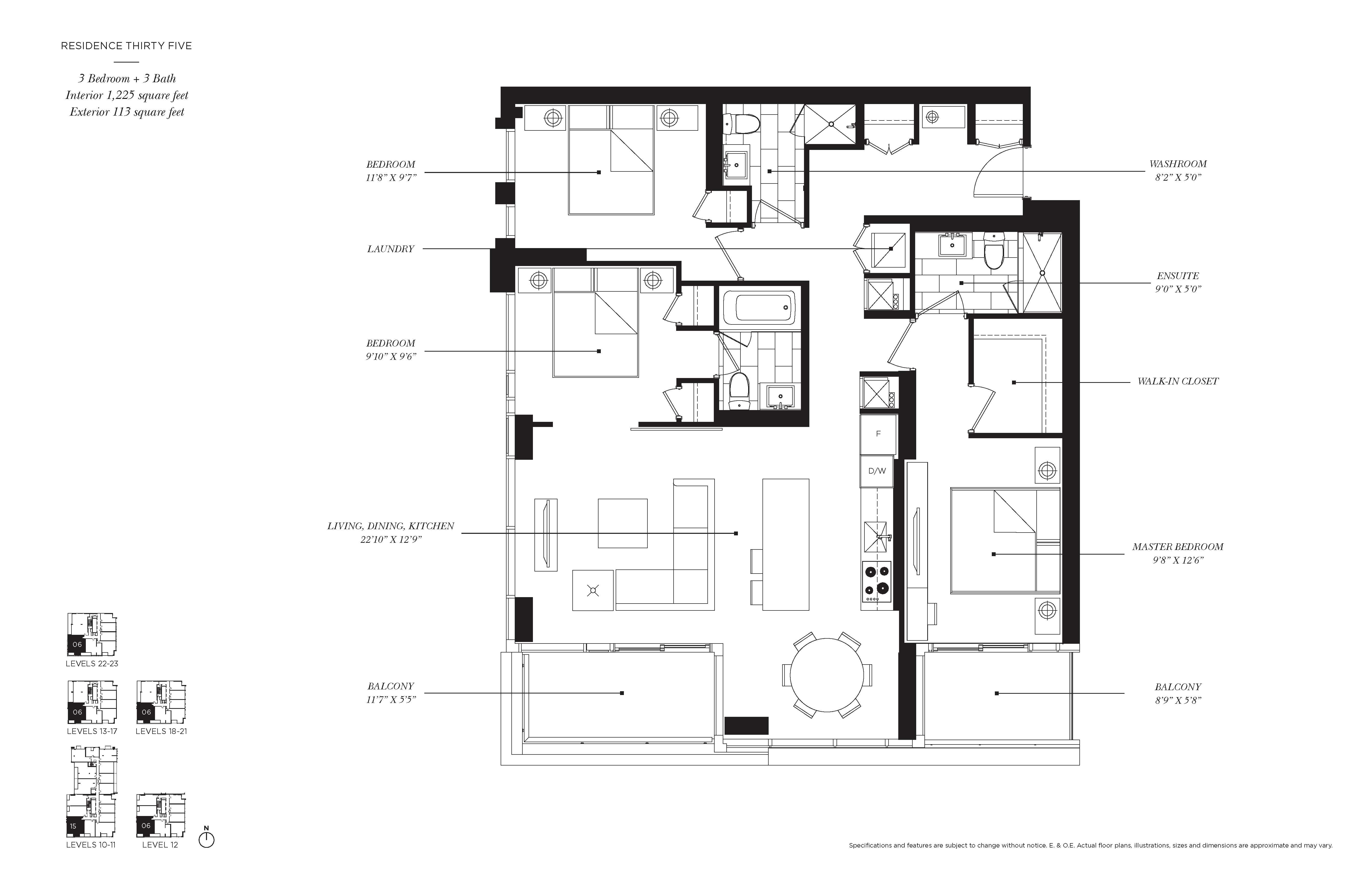 Floor plan for 3 beds, 3 baths, 1830 sqft