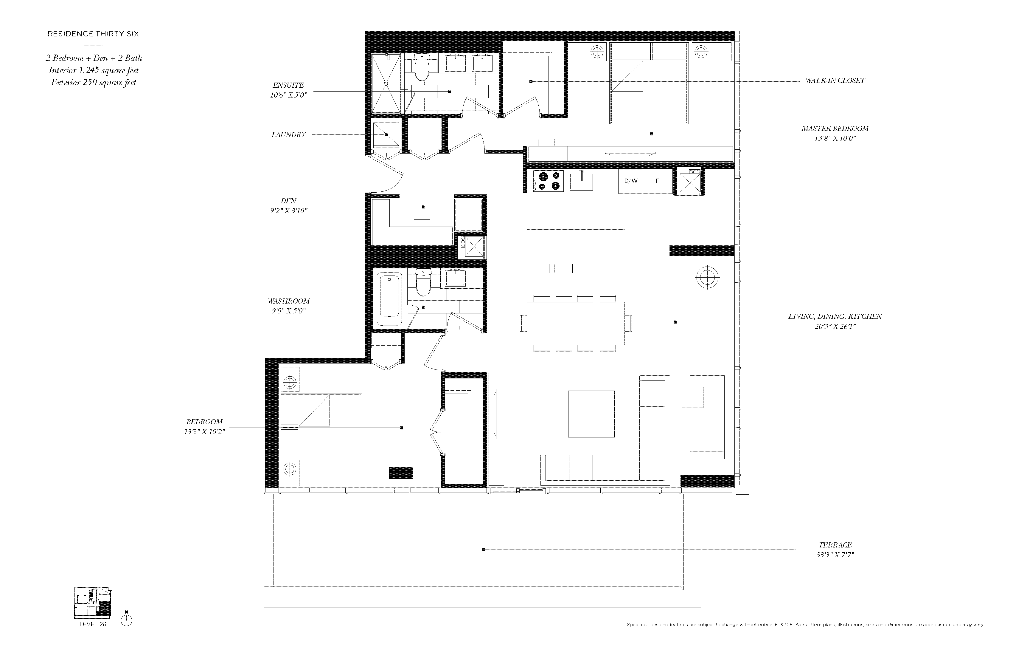 Floor plan for 2 beds, 2 baths, 1805 sqft