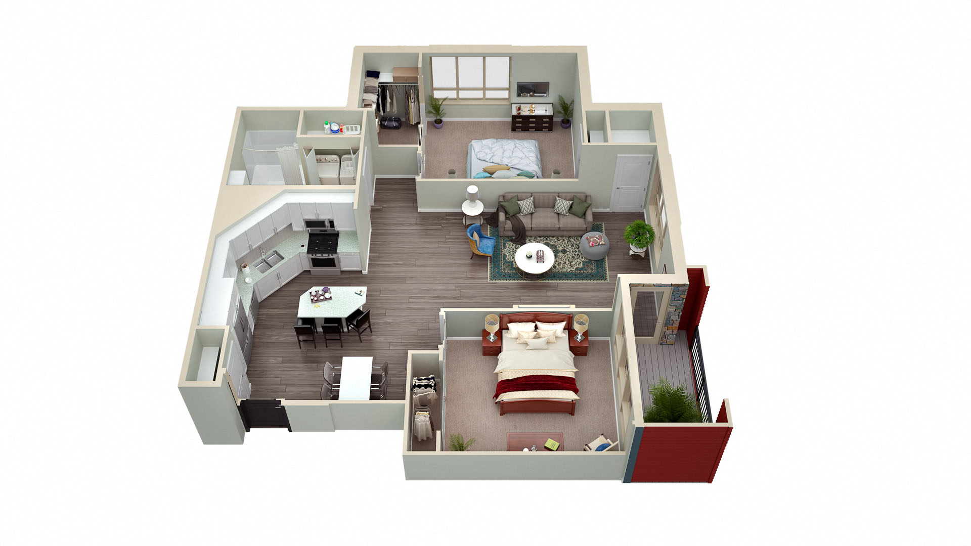 Floor plan for 2 beds, 1 bath, 1161 sqft