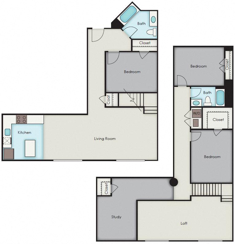 Floor plan for 3 beds, 2 baths, 1790 sqft