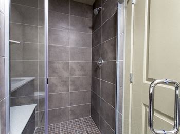 Frameless showers with benches