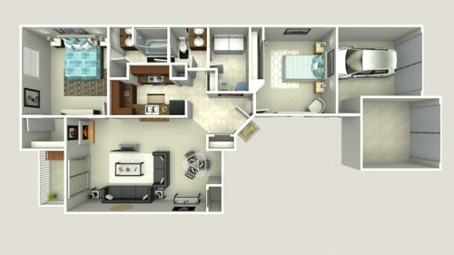 Floor plan for 2 beds, 1.5 baths, 1080 sqft