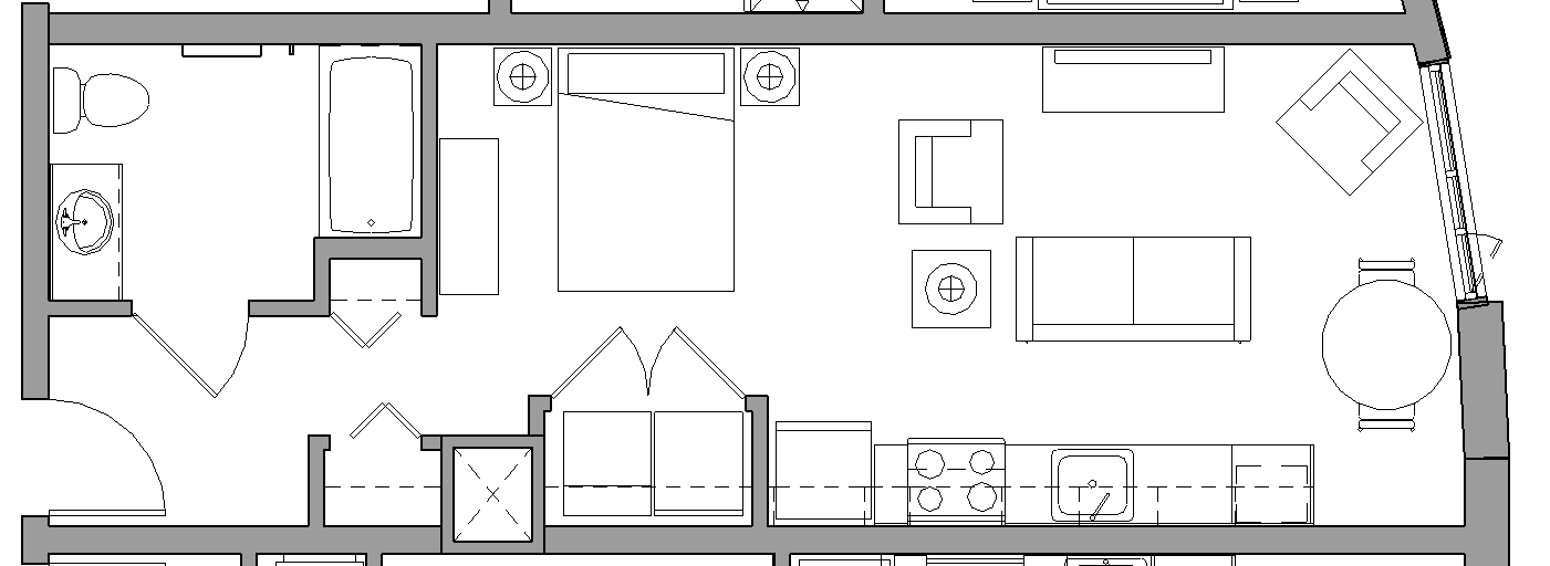 Floor plan for studio, 1 bath, 480 sqft