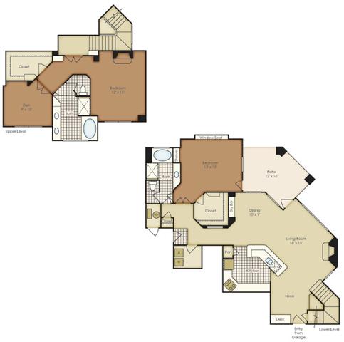 Floor plan for 2 beds, 2.5 baths, 1720 sqft
