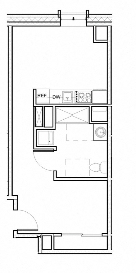 Floor plan for studio, 1 bath, 449 sqft