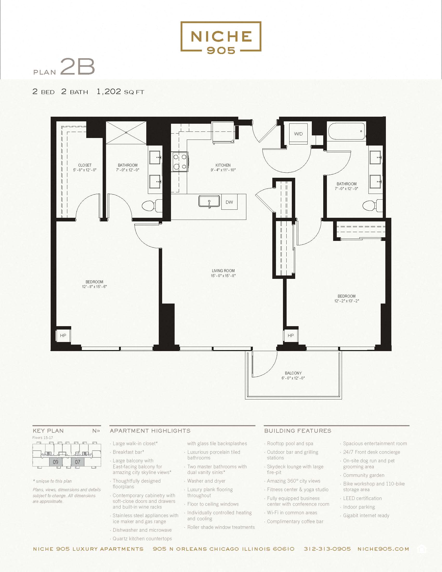 Floor plan for 2 beds, 2 baths, 1202 sqft