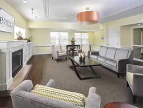 Columbus apartment for rent - A living room with a fireplace and a couch.
