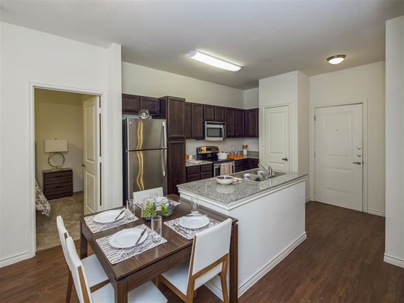 San Antonio apartment for rent - A kitchen with a table set for two.