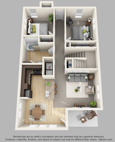 Floor plan for 4 beds, 2 baths, 1437 sqft
