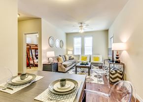San Antonio apartment for rent - A dining room with a table set for two.