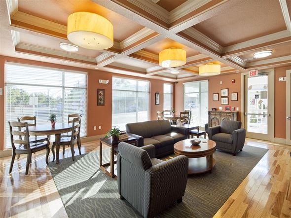 Fort Worth apartment for rent - A living room with a dining table and chairs.