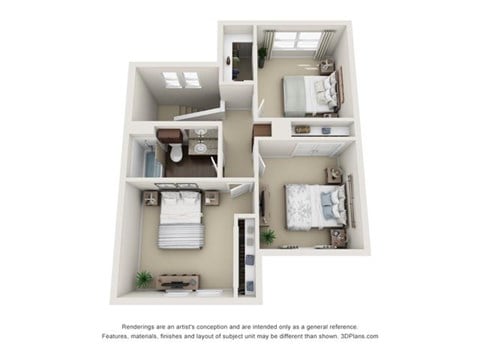 Floor plan for 4 beds, 2 baths, 1584 sqft