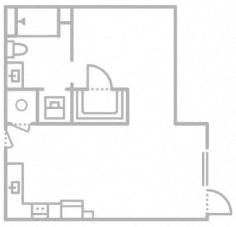 Floor plan for studio, 1 bath, 674 sqft
