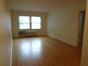 St Paul apartment for rent - an empty living room with wooden floors and a window