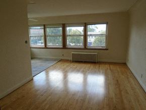 St Paul apartment for rent - an empty living room with a wood floor and windows
