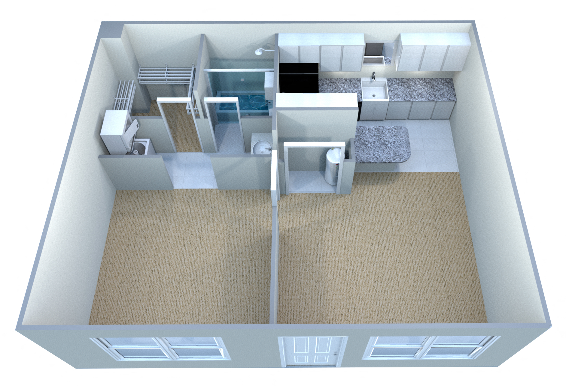 Floor plan for 1 bed, 1 bath, 600 sqft