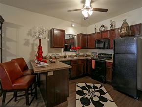 Benton apartment for rent - a kitchen with a counter and a refrigerator