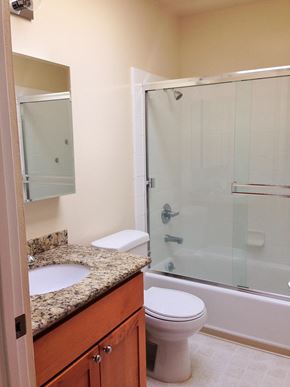 San Francisco apartment for rent - a bathroom with a sink toilet and shower