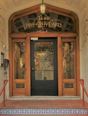 San Francisco apartment for rent - the front door of the pine grove apts building