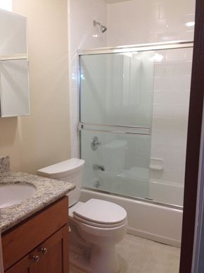 San Francisco apartment for rent - a small bathroom with a toilet and a shower