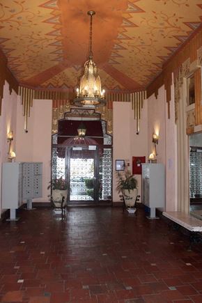 San Francisco apartment for rent - the lobby of a building with a chandelier