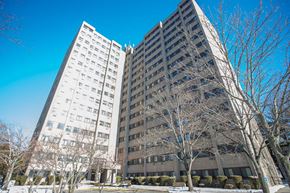 Meriden apartment for rent - two tall buildings with trees in the snow