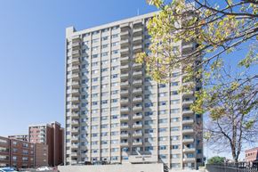 Malden apartment for rent - a tall apartment building with many windows and a tree