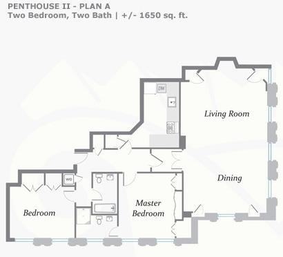 Floor plan for 2 beds, 2 baths, 1650 sqft