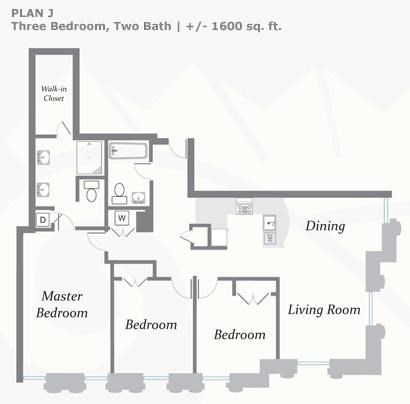 Floor plan for 3 beds, 2 baths, 1625 sqft