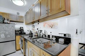New York apartment for rent - a kitchen with a sink and a refrigerator