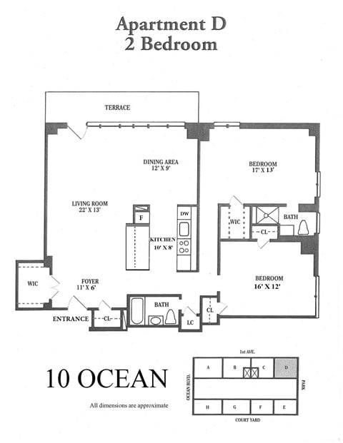 Floor plan for 2 beds, 2 baths, 920 sqft