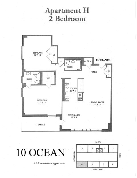 Floor plan for 2 beds, 2 baths, 901 sqft