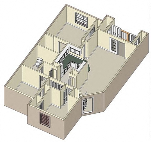 Floor plan for 3 beds, 2 baths, 1047 sqft