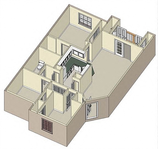 Floor plan for 3 beds, 2 baths, 1047 sqft