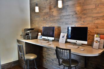 Coworking lounge with gourmet coffee and tea bar