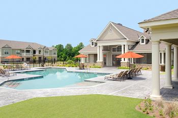Refreshing pool with wading pool and cabana