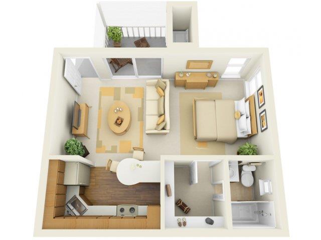 Floor plan for studio, 1 bath, 550 sqft