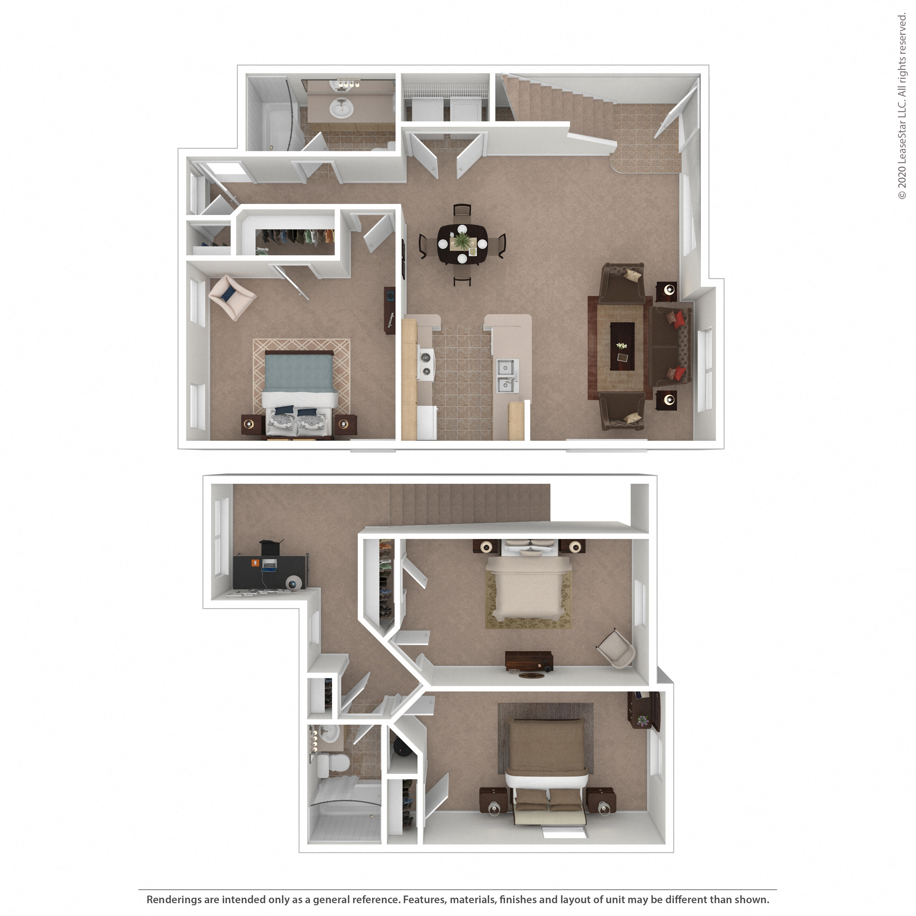 Floor plan for 3 beds, 2 baths, 1492 sqft