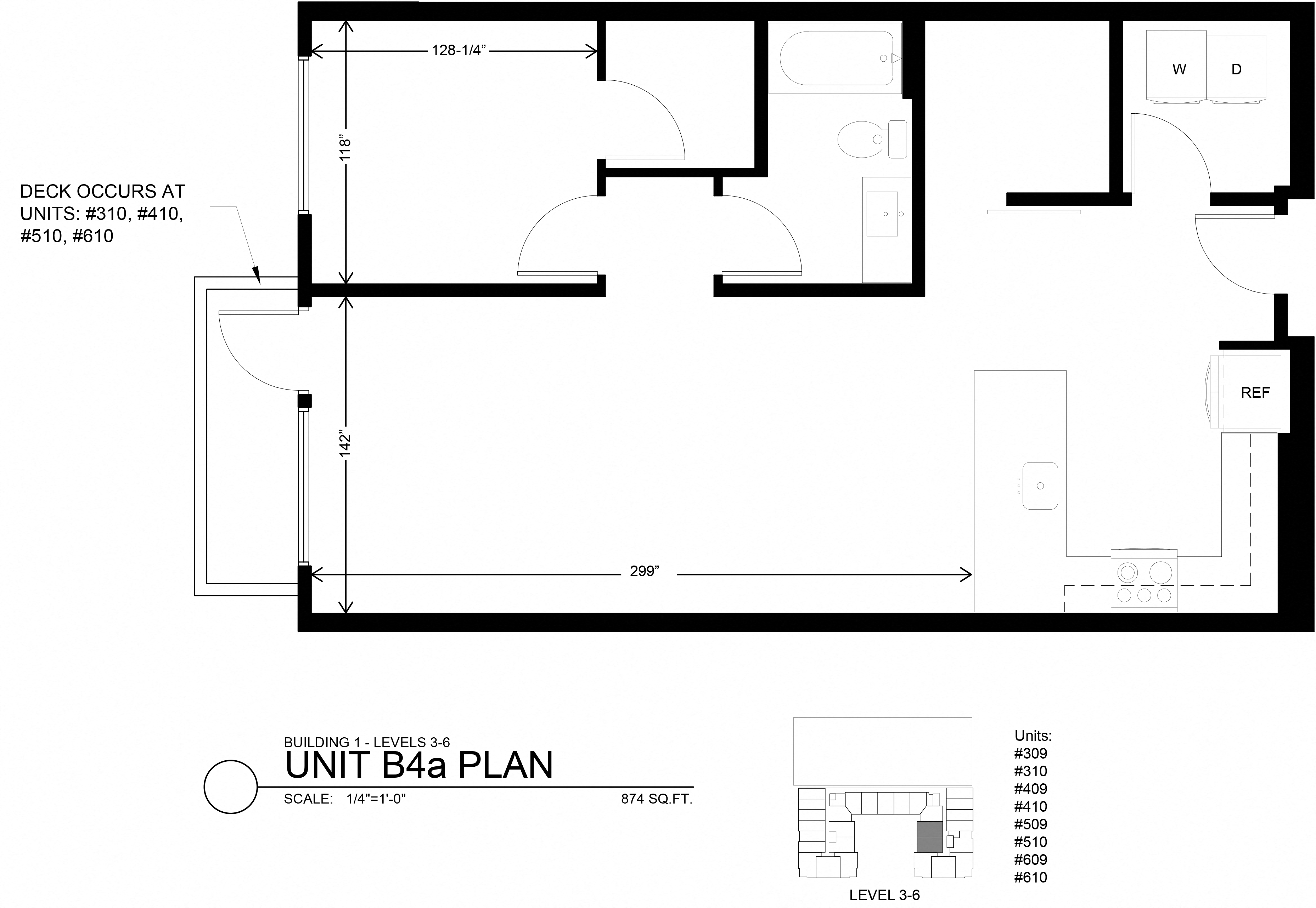 Floor plan for 1 bed, 1 bath, 890 sqft