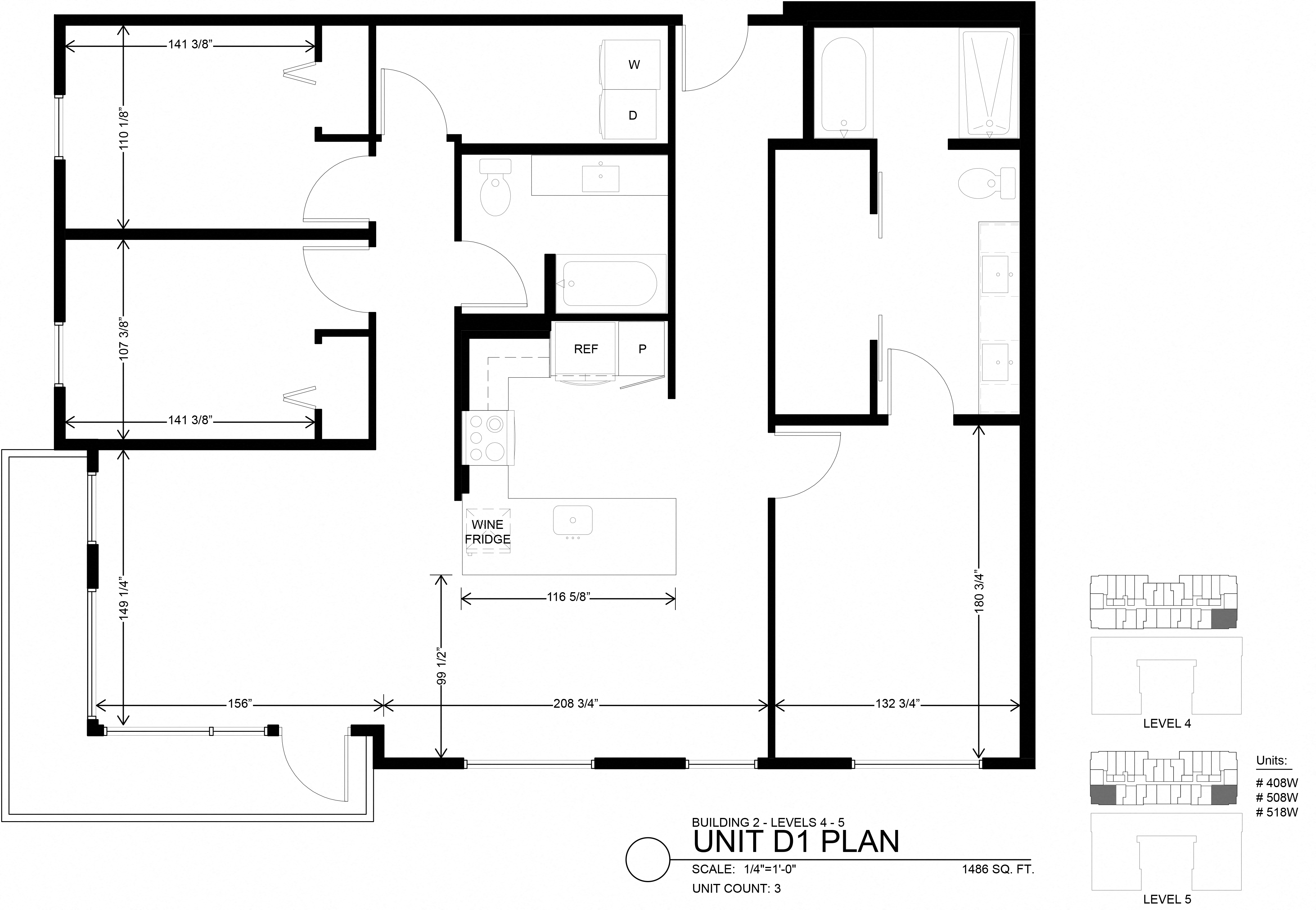 Floor plan for 3 beds, 2 baths, 1486 sqft