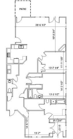 Floor plan for 2 beds, 2 baths, 2262 sqft