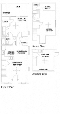 Floor plan for 2 beds, 2 baths, 1025 sqft