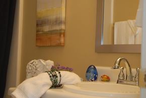 Durham apartment for rent - a bathroom sink with a towel on top of it