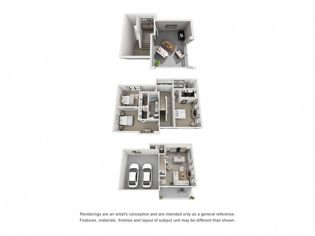Floor plan for 3 beds, 2.5 baths, 1697 sqft