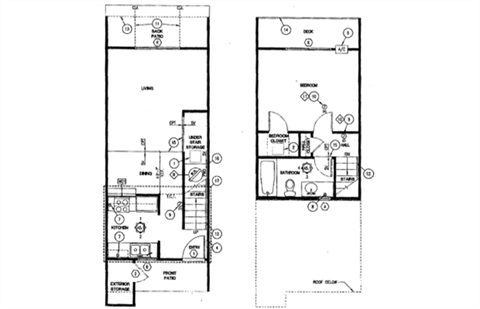 Floor plan for 1 bed, 1 bath, 684 sqft