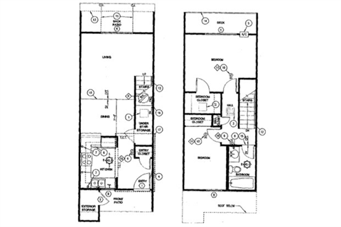 Floor plan for 2 beds, 1 bath, 840 sqft