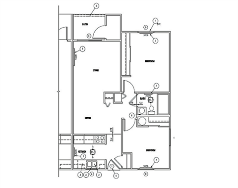 Floor plan for 2 beds, 1 bath, 768 sqft