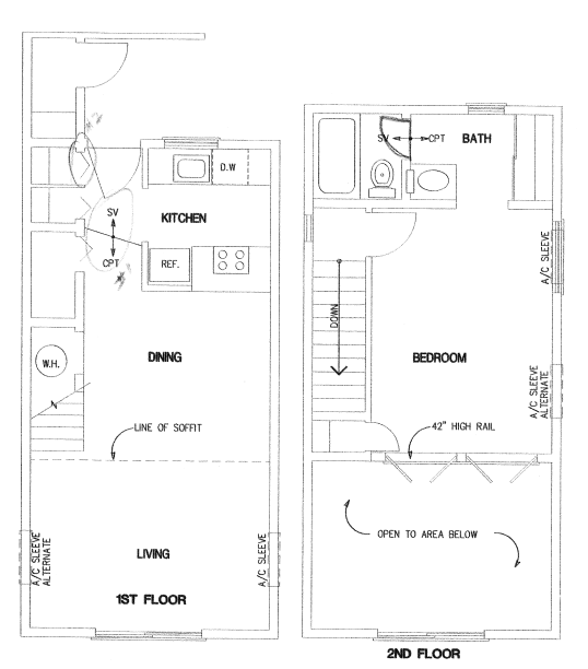 Floor plan for 1 bed, 1 bath, 675 sqft