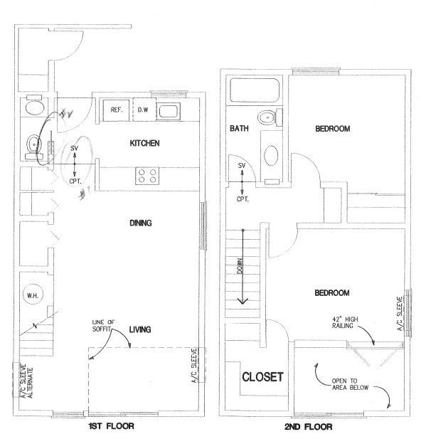 Floor plan for 2 beds, 1 bath, 821 sqft