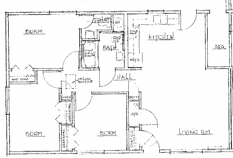 Floor plan for 3 beds, 1.5 baths, 1025 sqft